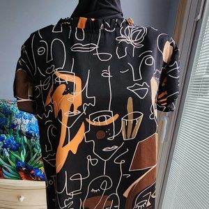 NWOT Shein Curve 2XL Faces Graphic print blouse/top